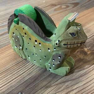 Vintage Dead Stock Wooden Iguana Tape Dispenser